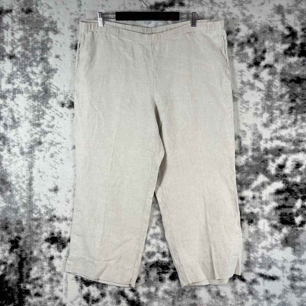 J Jill Wide Leg Linen Pants Womens‎ Size Large Light Beige Pull On